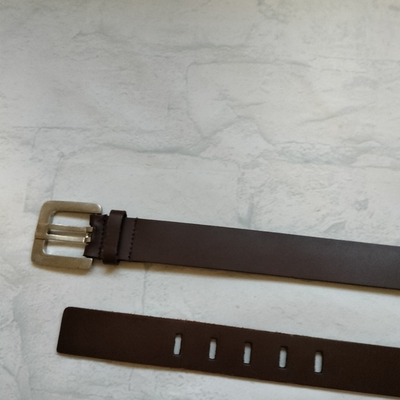 Brazilian Leather Belt Unisex Size Large Silver Metal Buckle Brown Western Boho - Picture 8 of 8